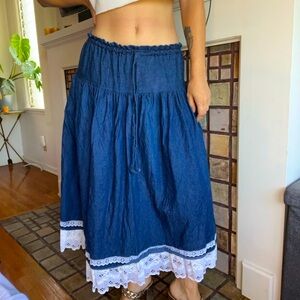 90s Denim Peasant Skirt